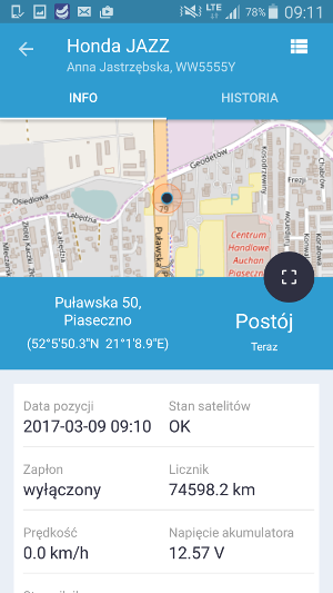 Pozycja lokalizatora w ikol Tracker